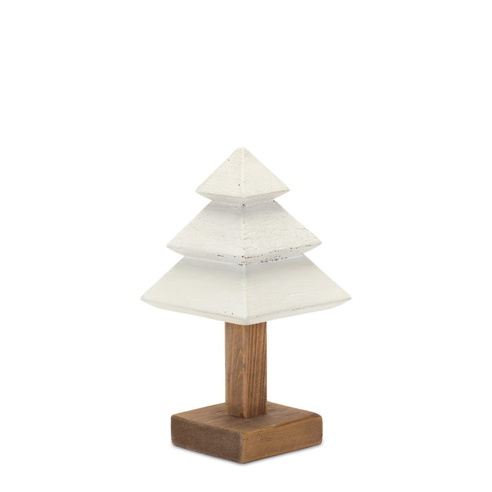 Melrose International Tiered Wood Pine Tree, Set of 3, White/Brown
