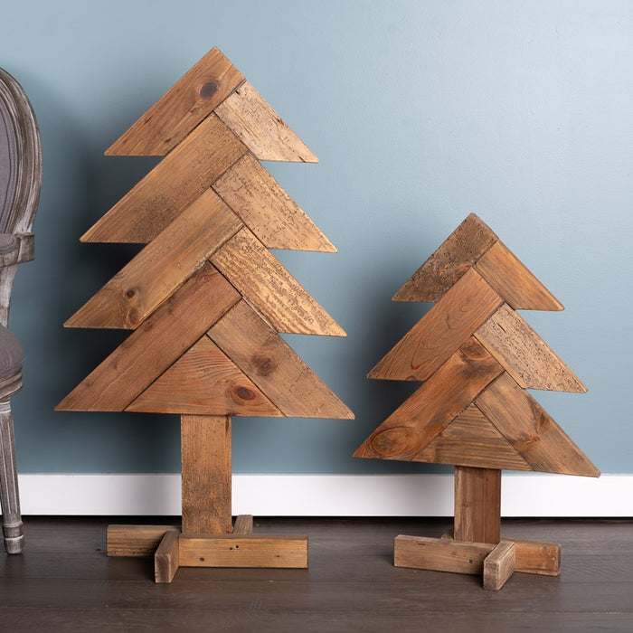 Melrose International Rustic Wood Pine Tree, Set of 2, Brown
