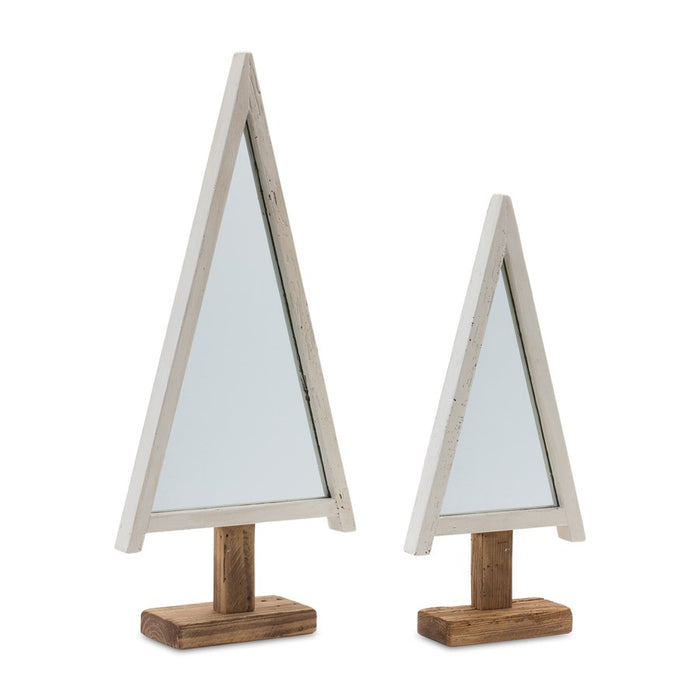Melrose International Framed Mirror Pine Tree, Set of 2, White/Silver - 86383DS