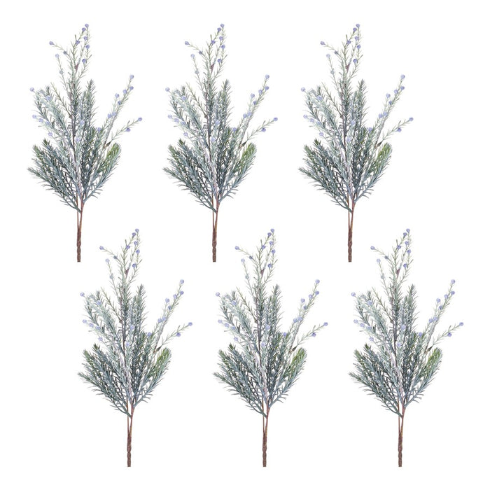 Melrose International Pine Spray, Set of 6, Green/Blue