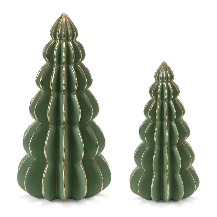 Melrose International Geometric Pine Tree, Set of 2, Green/Gold - 86391DS