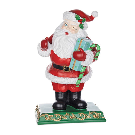 Melrose International Jolly Santa Figurine 11"H, White/Green/Red - 86392DS