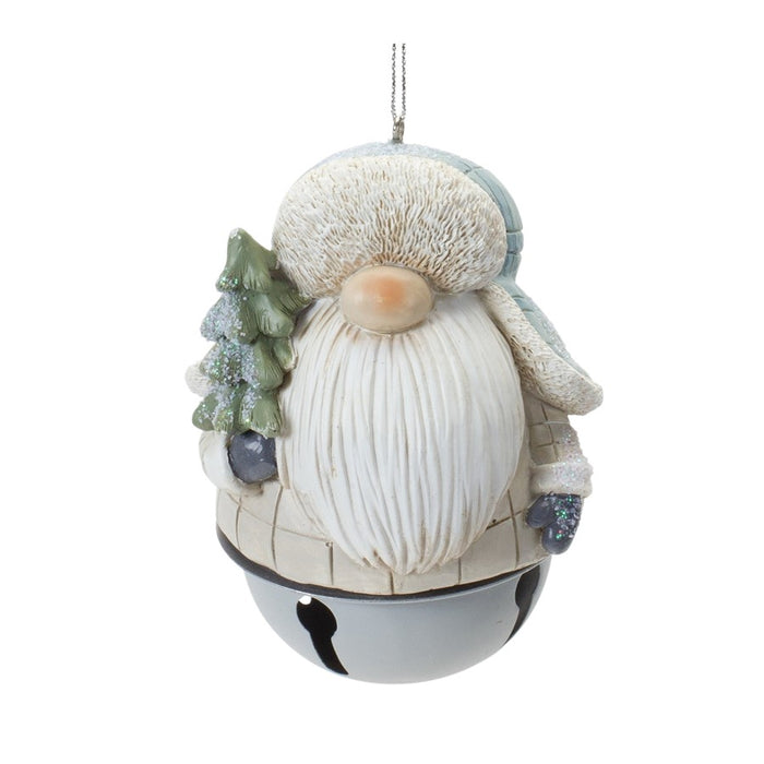 Melrose Int. Gnome Sleigh Bell Ornament, Set of 12, Blue/Cream