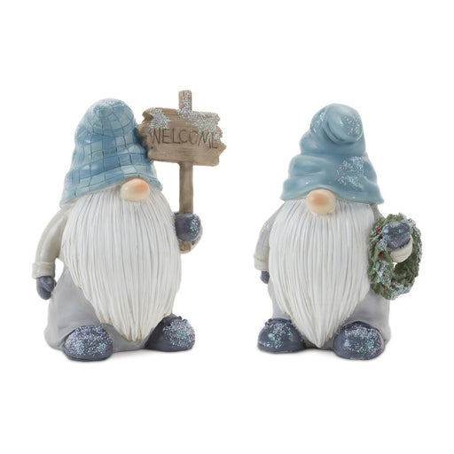 Melrose International Winter Gnome Figurine, Set of 6, Blue/Grey - 86400DS