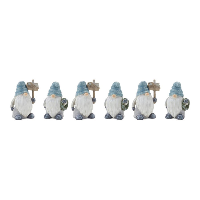 Melrose International Winter Gnome Figurine, Set of 6, Blue/Grey
