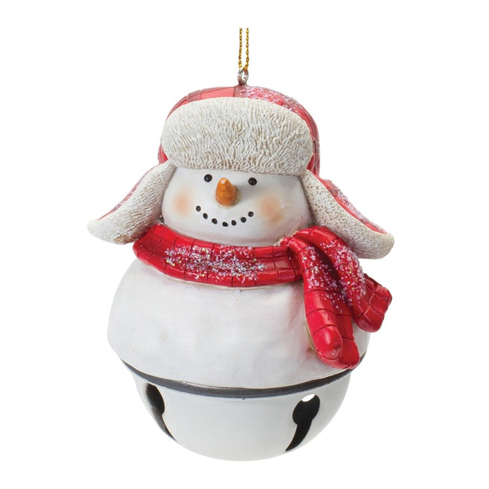 Melrose Snowman Sleigh Bell Ornament, Set of 12, Red/White/Black
