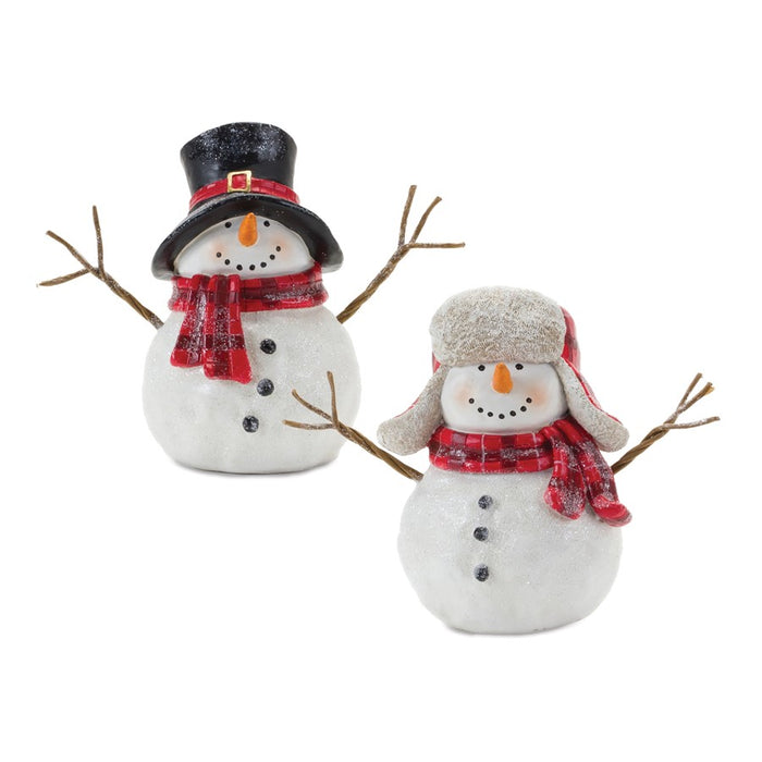 Melrose International Snowman/Scarf Figurine, Set of 4, Red/White - 86402DS