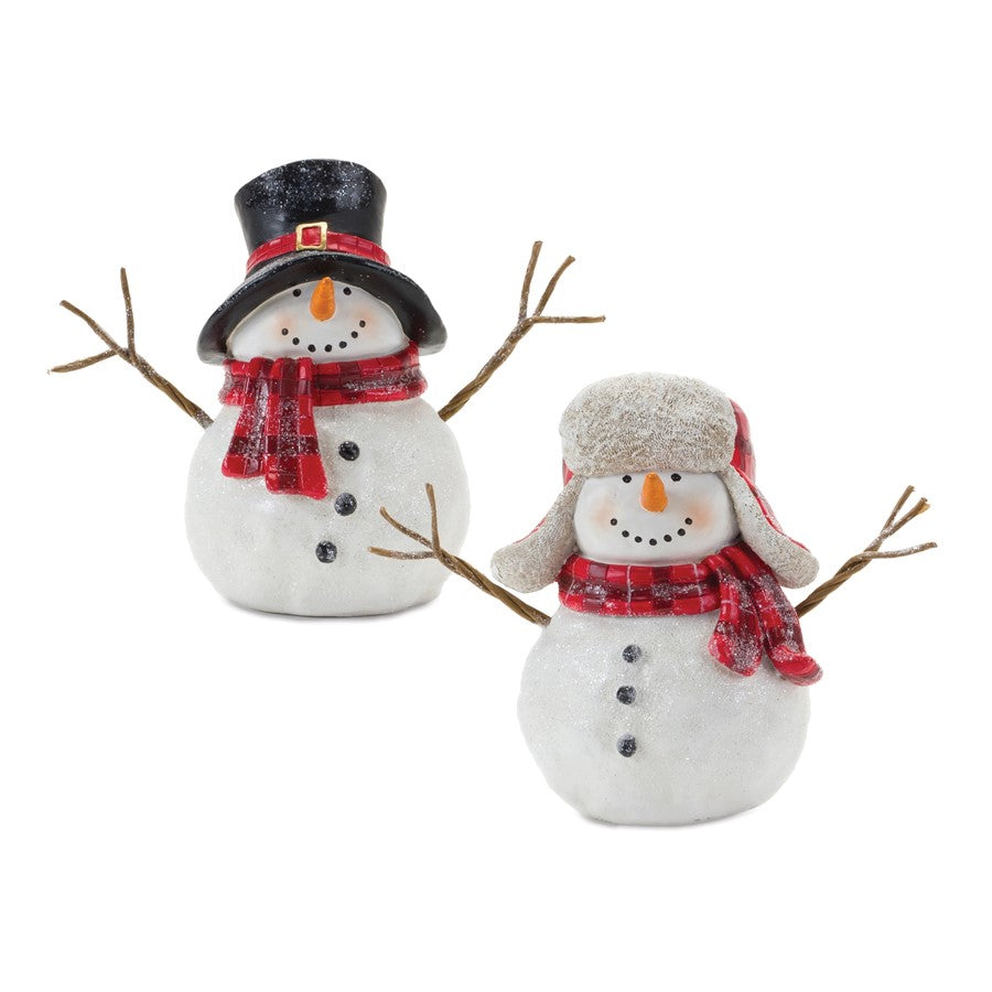 Melrose International Snowman/Scarf Figurine, Set of 4, Red/White - 86402DS