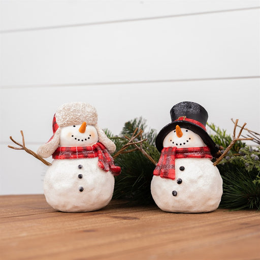 Melrose International Snowman/Scarf Figurine, Set of 4, Red/White