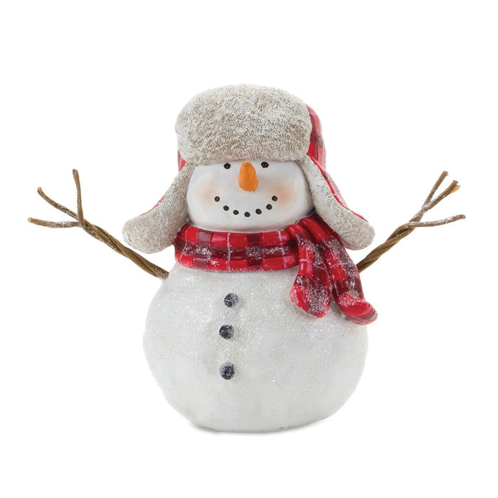 Melrose International Snowman/Scarf Figurine, Set of 4, Red/White