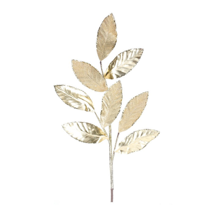 Melrose International Glittered Leaf Spray, Set of 6, Gold - 86404DS