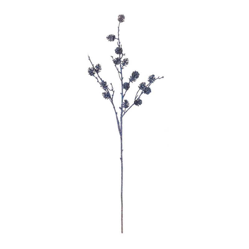 Melrose International Pine Cone Twig Spray, Set of 6, Blue/Silver