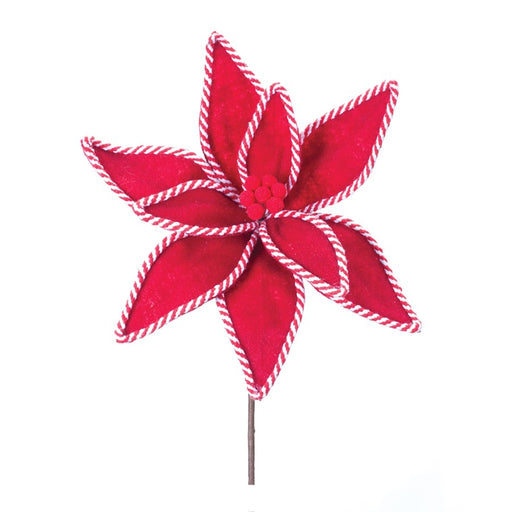 Melrose International Candy Cane Poinsettia Stem, Set of 6, Red - 86413DS