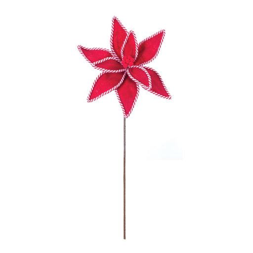 Melrose International Candy Cane Poinsettia Stem, Set of 6, Red