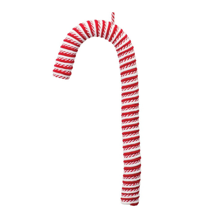 Melrose International Fabric Candy Cane Ornament, Set of 6, White/Red - 86414DS
