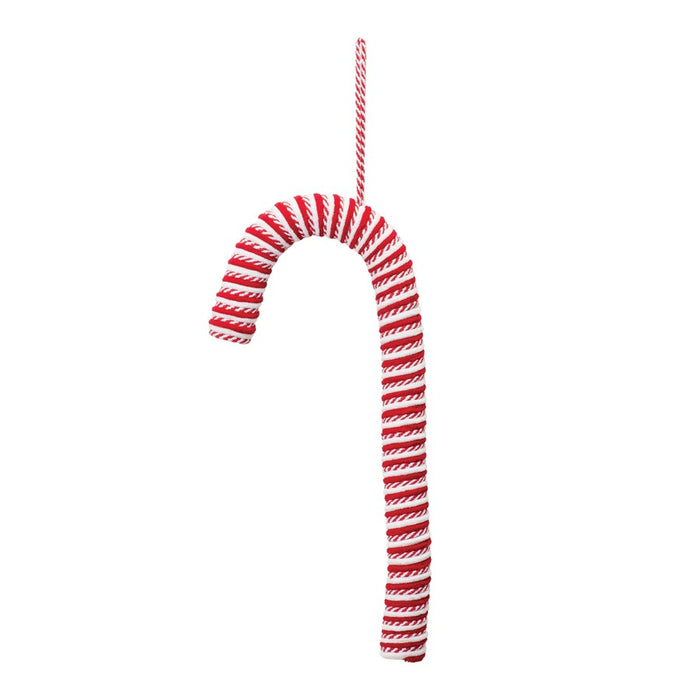 Melrose International Fabric Candy Cane Ornament, Set of 6, White/Red