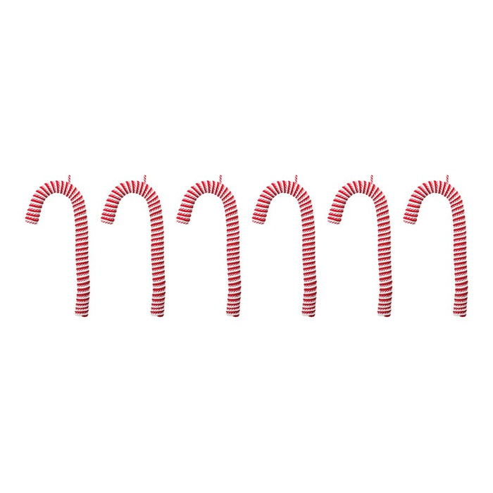 Melrose International Fabric Candy Cane Ornament, Set of 6, White/Red