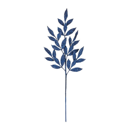 Melrose International Glittered Leaf Spray, Set of 12, Blue