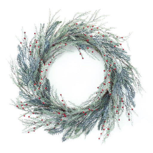 Melrose International Mixed Pine Berry Wreath 24"D, Red/Green - 86421DS