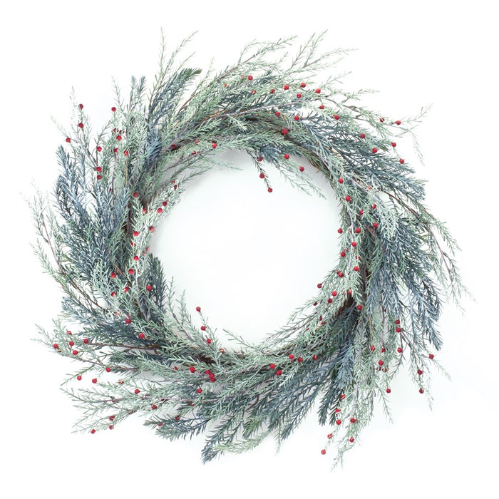 Melrose International Mixed Pine Berry Wreath 24"D, Red/Green - 86421DS