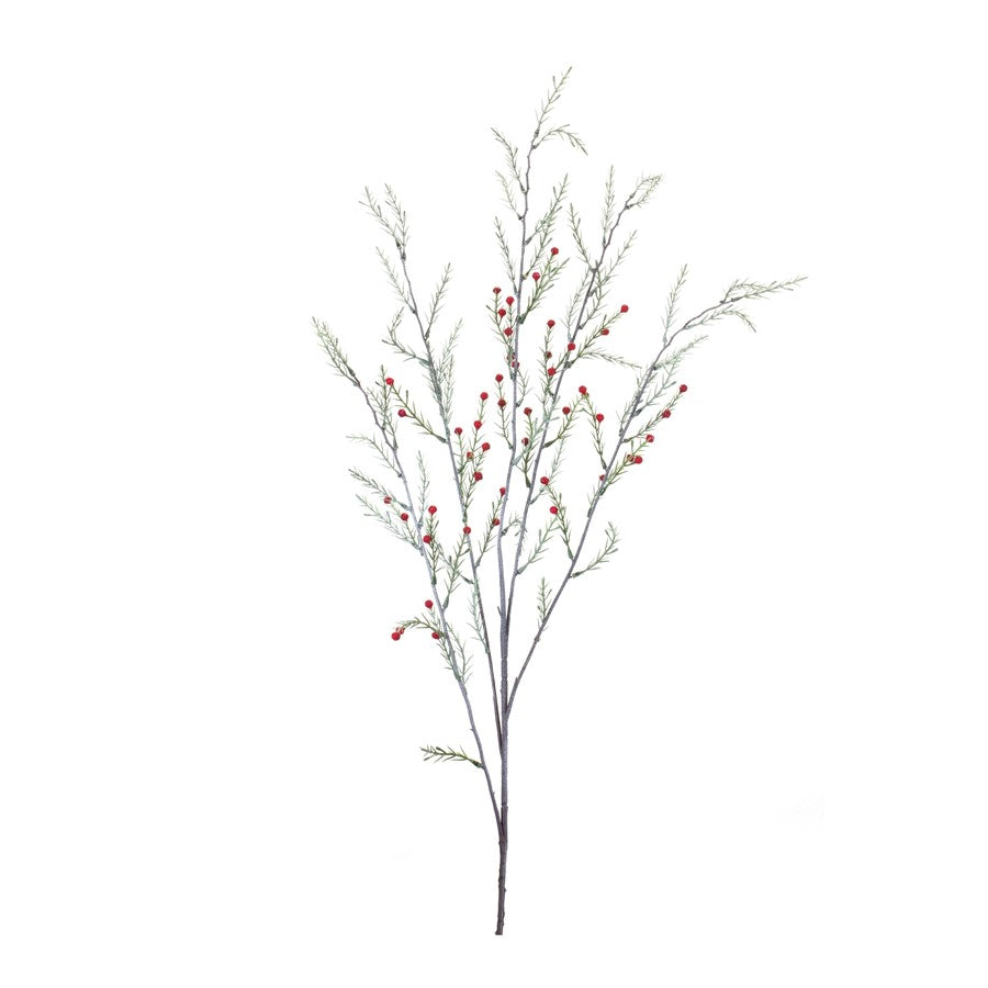 Melrose International Pine Branch, Set of 12, Green/Red - 86423DS