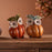 Melrose Terra Cotta Pumpkin, Owl Figurine, Set of 2, White/Orange