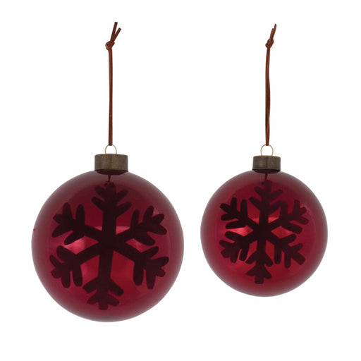 Melrose International Snowflake Ball Ornament, Set of 6, Red