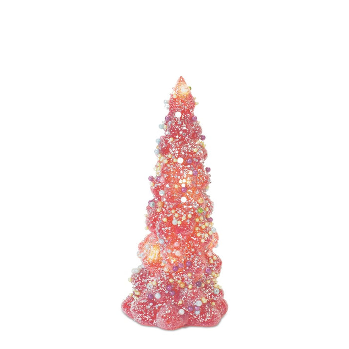 Melrose LED Tree/Rainbow Pearl Ornaments, Set of 3, Pink/White