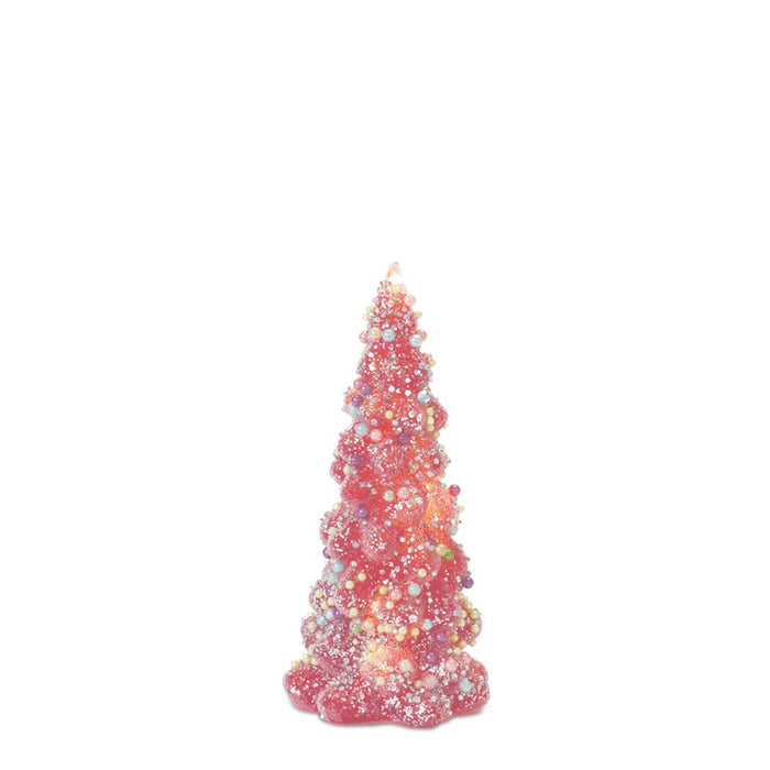 Melrose LED Tree/Rainbow Pearl Ornaments, Set of 3, Pink/White