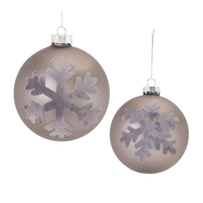 Melrose International Snowflake Ball Ornament, Set of 6, Grey - 86449DS