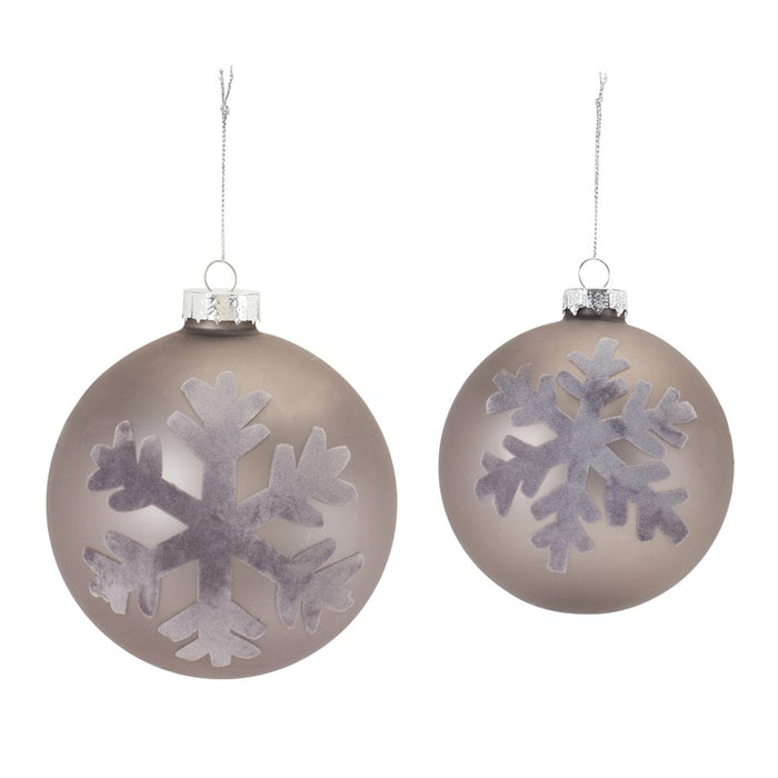 Melrose International Snowflake Ball Ornament, Set of 6, Grey