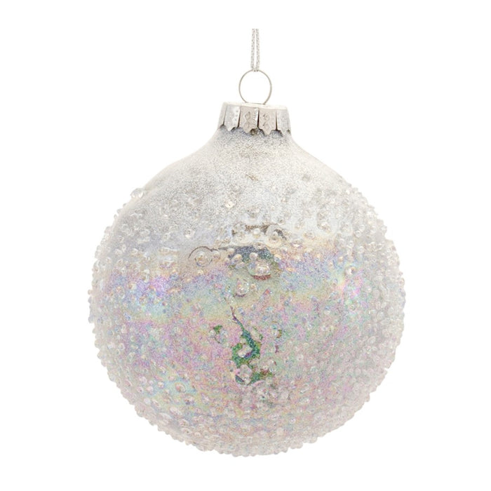 Melrose Irridescent Glass Ball Ornament, Set of 12, Silver/Blue/White