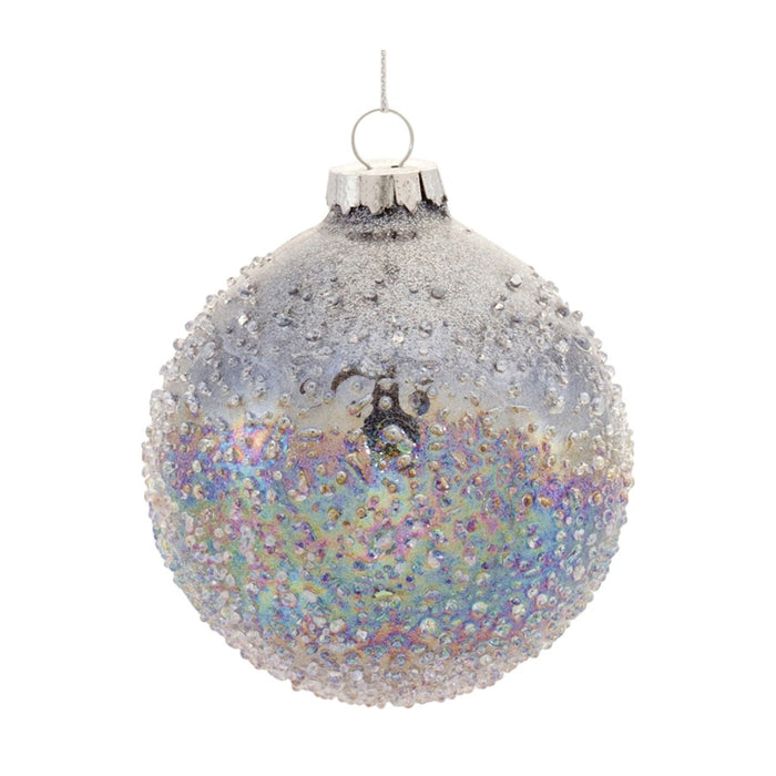 Melrose Irridescent Glass Ball Ornament, Set of 12, Silver/Blue/White