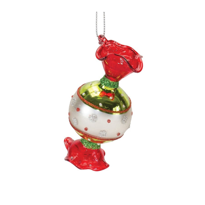 Melrose Glass Wrapped Candy Ornament, Set of 12, Red/White/Green