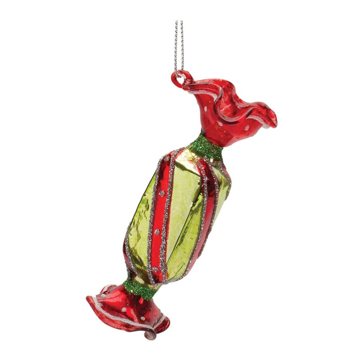 Melrose Glass Wrapped Candy Ornament, Set of 12, Red/White/Green