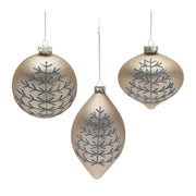 Melrose Champagne Glittered Ball Ornament, Set of 6, Silver/Blue - 86457DS