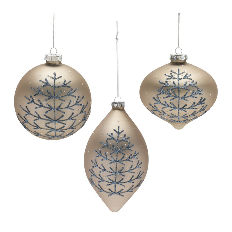 Melrose Champagne Glittered Ball Ornament, Set of 6, Silver/Blue - 86457DS