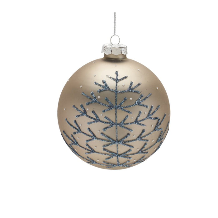 Melrose Champagne Glittered Ball Ornament, Set of 6, Silver/Blue