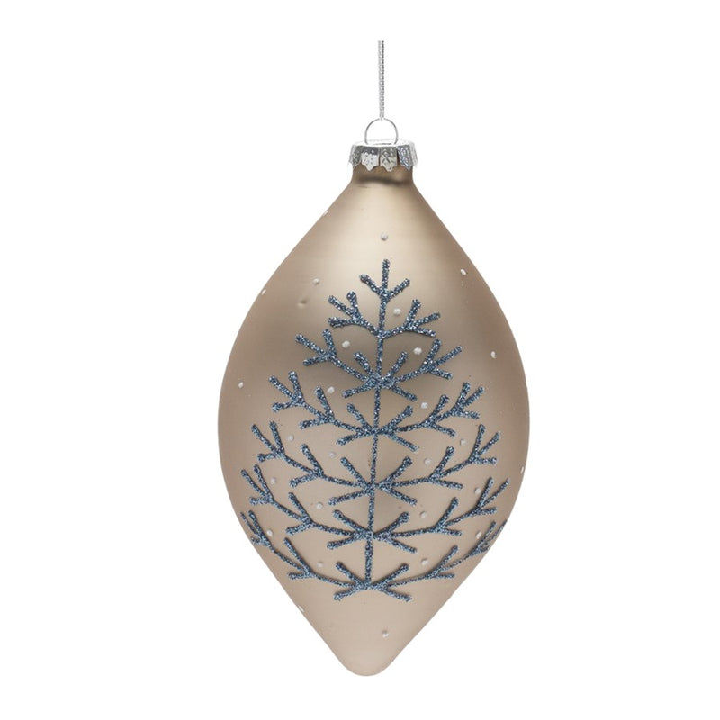 Melrose Champagne Glittered Ball Ornament, Set of 6, Silver/Blue