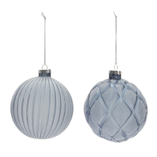 Melrose Frosted Glass Ball Ornament, Set of 6, Glacial Blue - 86458DS