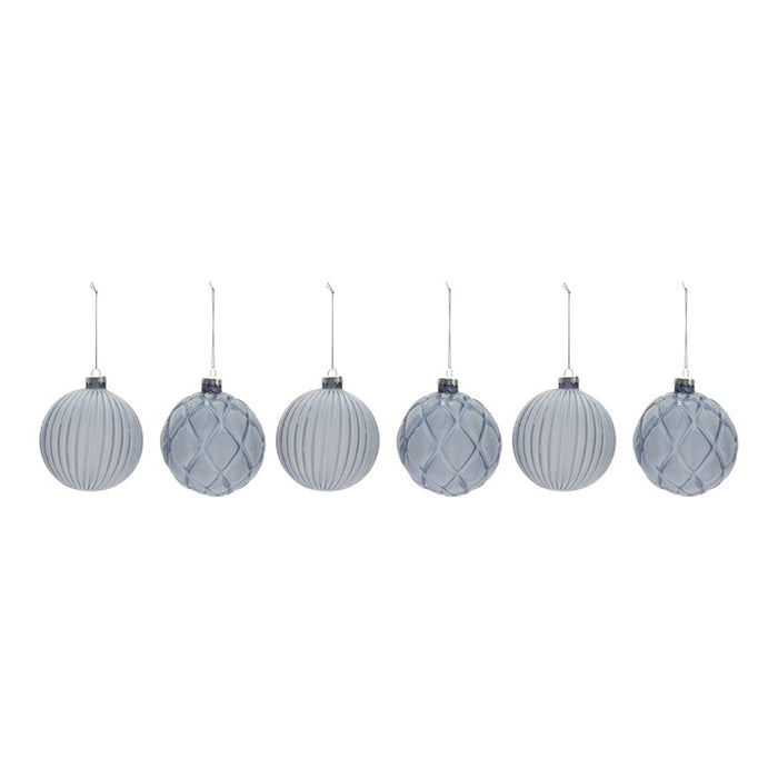 Melrose Frosted Glass Ball Ornament, Set of 6, Glacial Blue