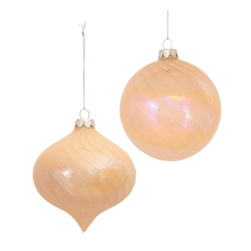 Melrose International Irridescent Glass Ornament, Set of 6, Peach - 86459DS
