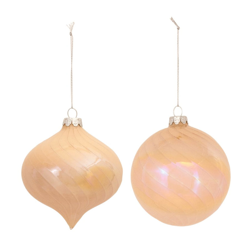 Melrose International Irridescent Glass Ornament, Set of 6, Peach