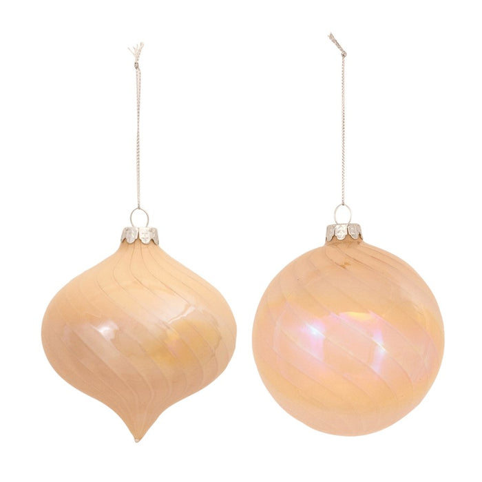 Melrose International Irridescent Glass Ornament, Set of 6, Peach