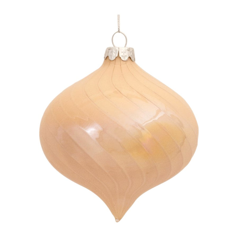 Melrose International Irridescent Glass Ornament, Set of 6, Peach