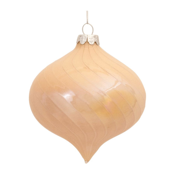 Melrose International Irridescent Glass Ornament, Set of 6, Peach