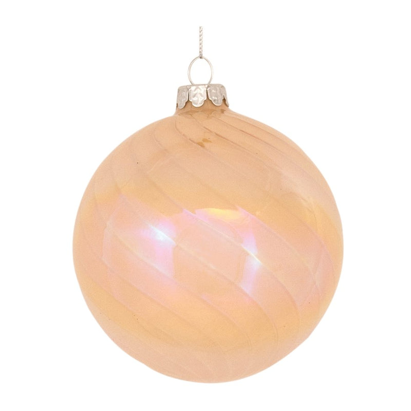 Melrose International Irridescent Glass Ornament, Set of 6, Peach