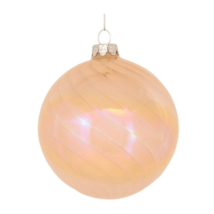 Melrose International Irridescent Glass Ornament, Set of 6, Peach