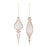 Melrose International Ribbed Glass Finial Ornament, Set of 6, Rose/Gol