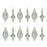 Melrose International Glittered Glass Drop Ornament, Set of 12, Silver